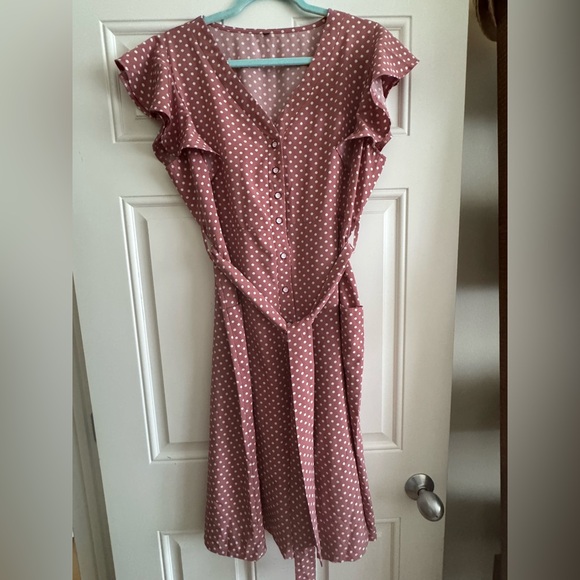 Pink Ruffled Tie Front Sundress - Picture 9 of 9